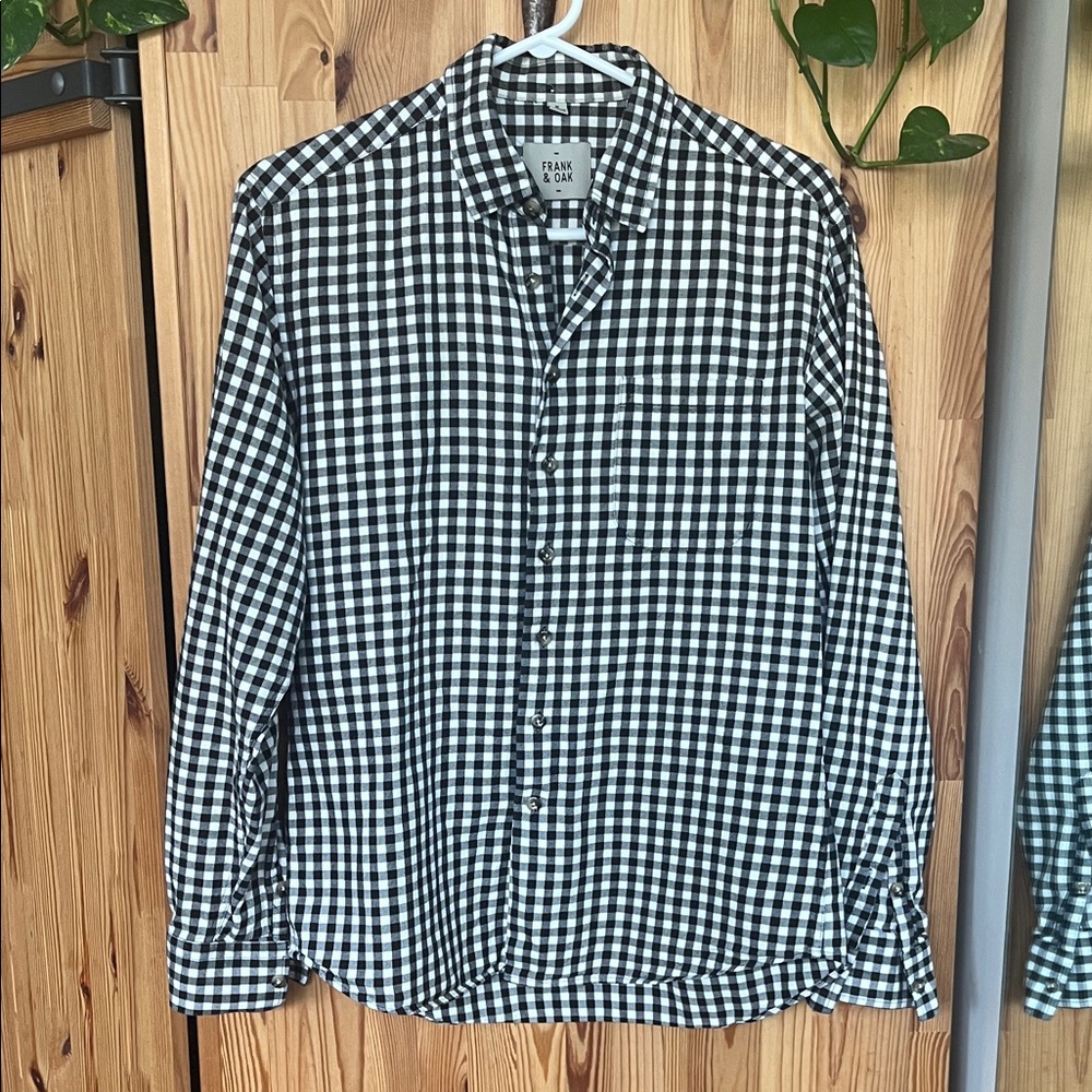 Frank & Oak Black and White Gingham Button-Down Shirt